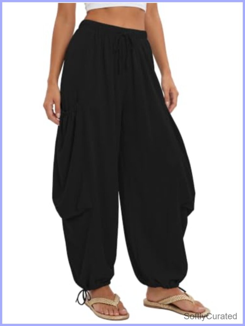 Womens Linen Wide Leg Palazzo Pants Drawstring Beach Boho Harem